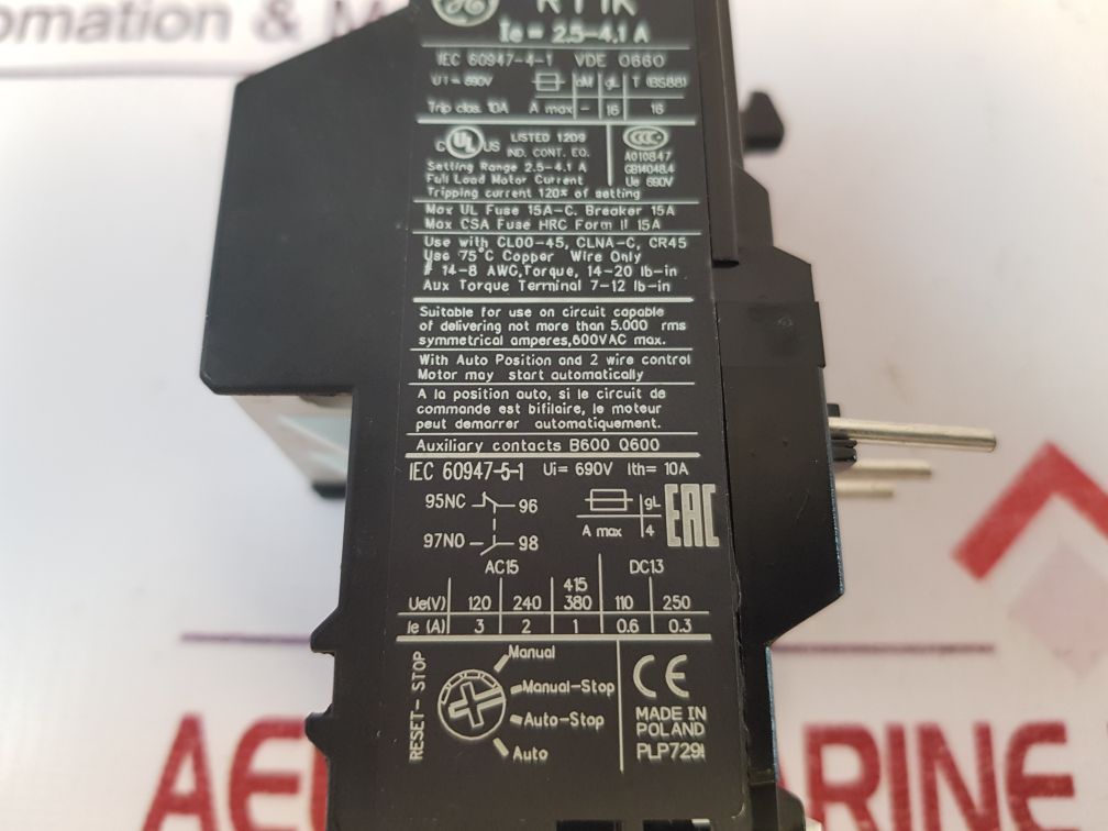 General Electric Rt1K Overload Relay