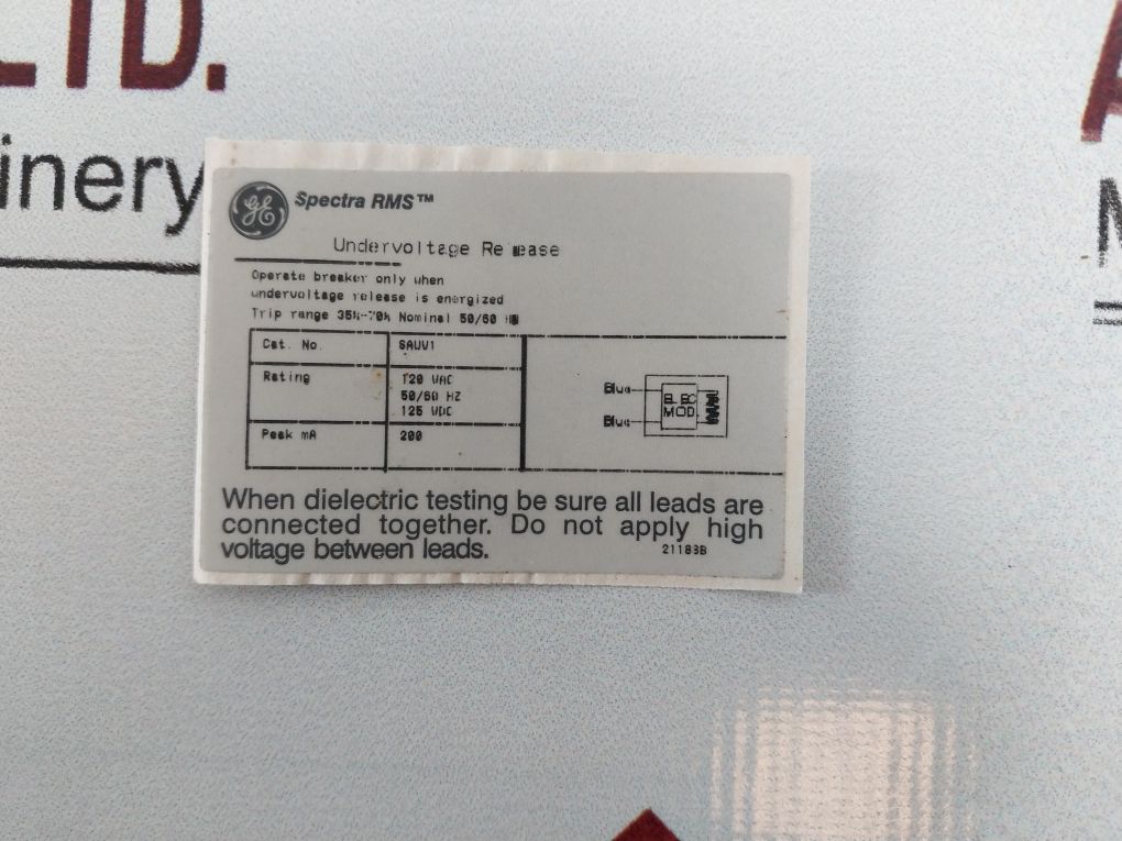 General Electric Sauv1 Circuit Breaker Undervoltage Release