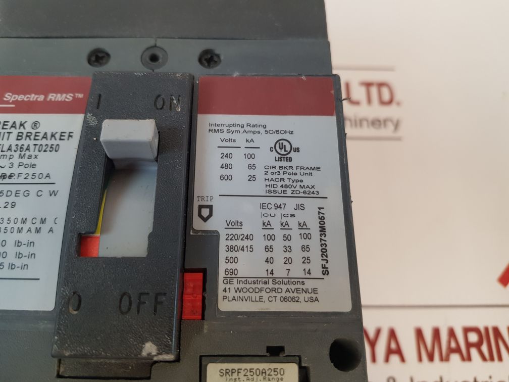 General Electric Sfla36At0250 Current Limiting Circuit Breaker