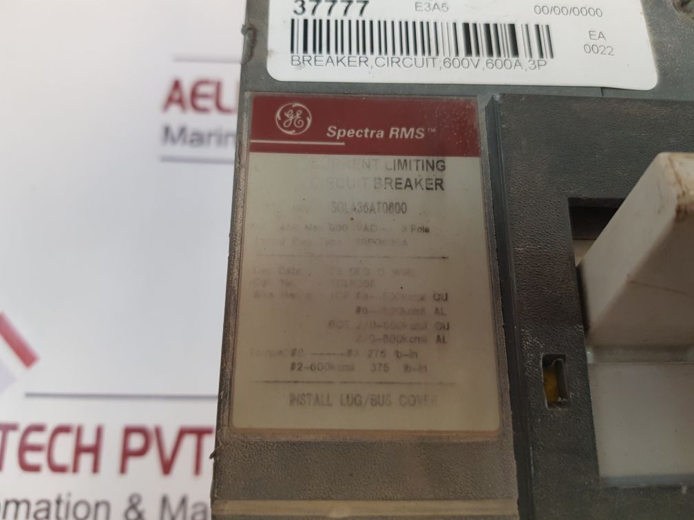 General Electric Sgla36At0600 Current Limiting Circuit Breaker