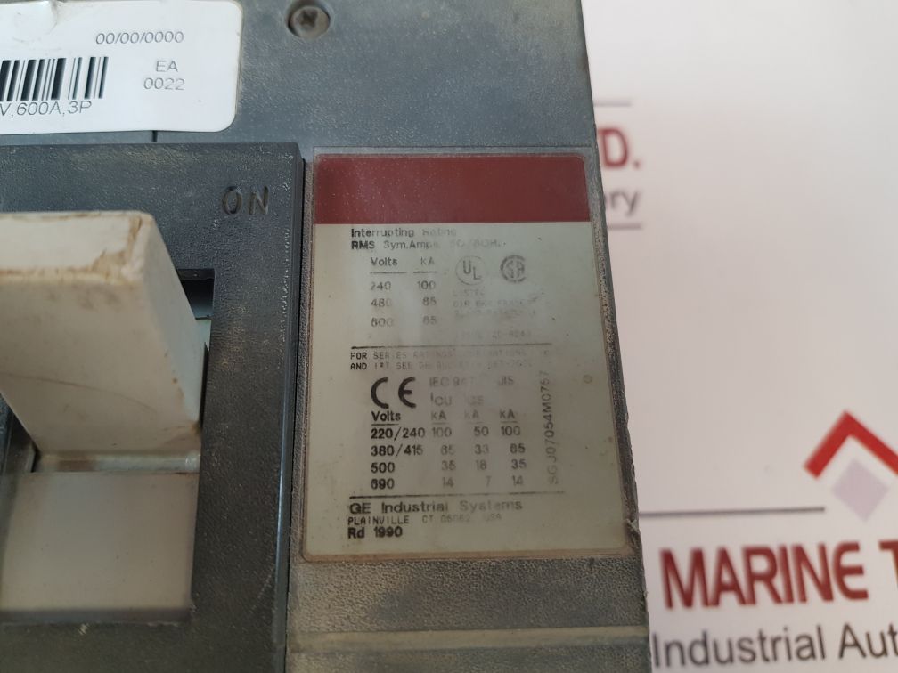General Electric Sgla36At0600 Current Limiting Circuit Breaker