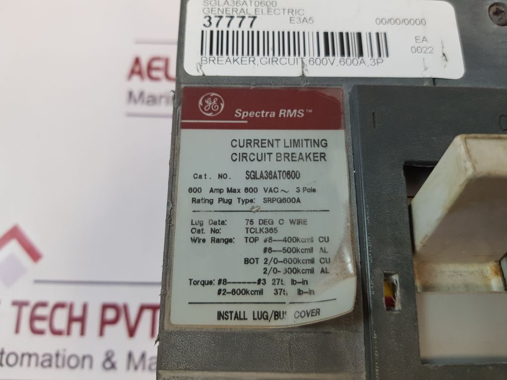 General Electric Sgla36At0600 Current Limiting Circuit Breaker