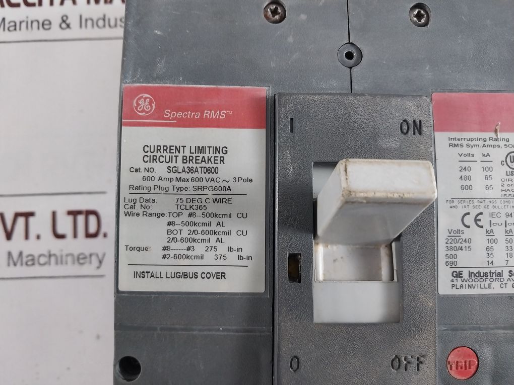 General Electric Sgla36At0600 Current Limiting Circuit Breaker