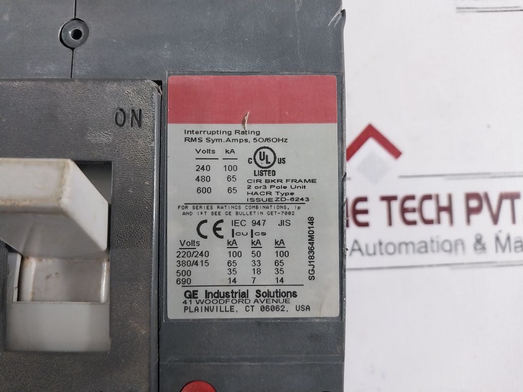 General Electric Sgla36At0600 Current Limiting Circuit Breaker