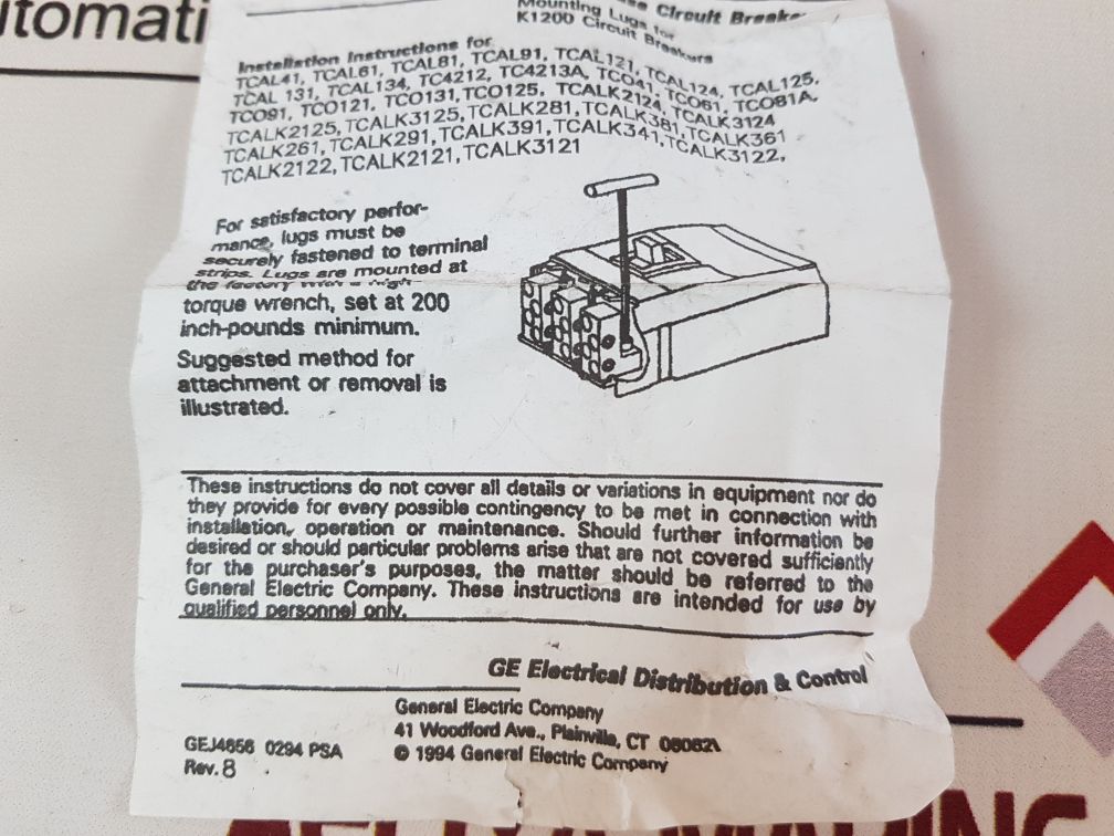 General Electric Tcal125 Circuit Breaker
