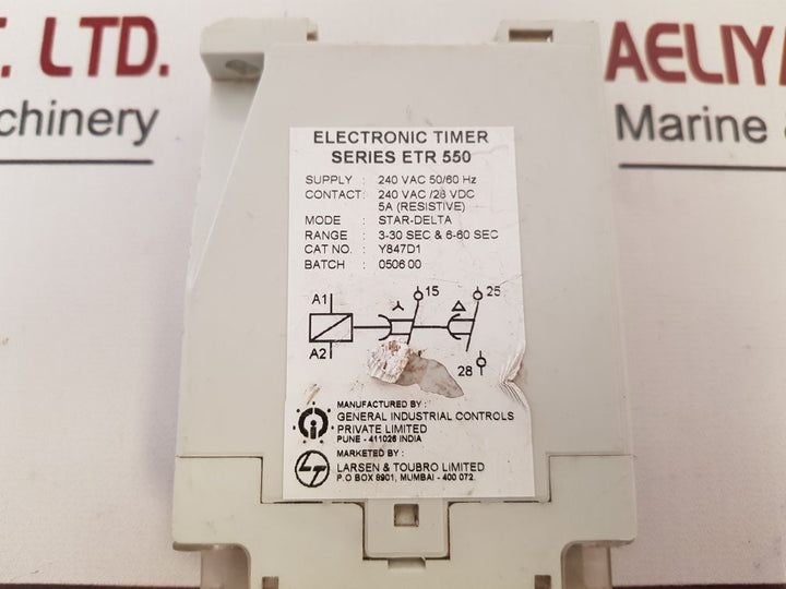 General Industrial Controls Y847D1 Electronic Star Delta Timer 240 Vac