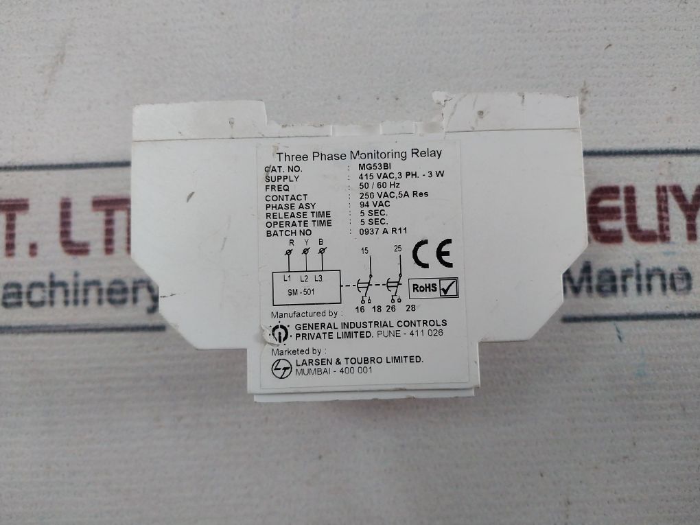 General Industrial Controls Mg53Bi Three Phase Monitoring Relay