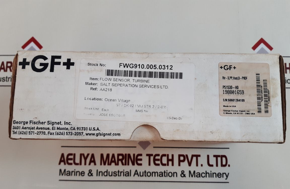 George Fischer Signet P51530-h0 Paddlewheel Sensor/Flow Sensor
