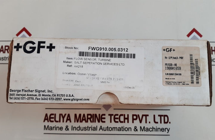 George Fischer Signet P51530-h0 Paddlewheel Sensor/Flow Sensor

