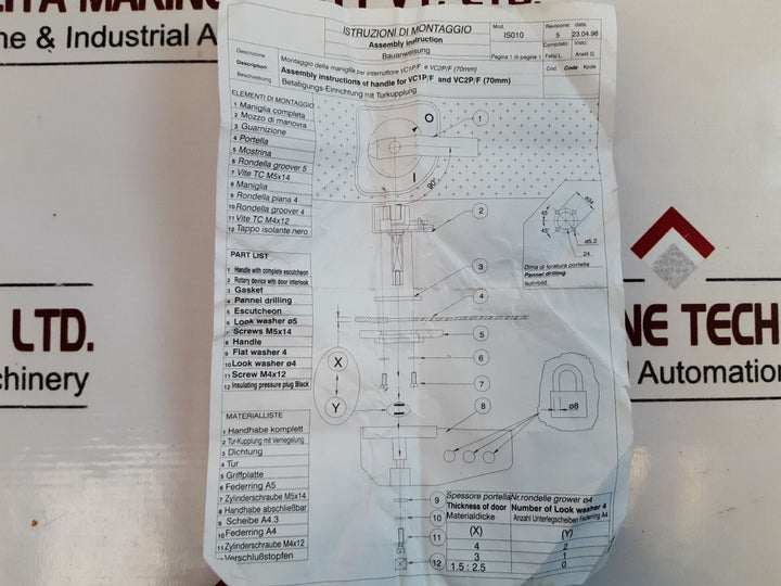 Ghisalba 4148750 Door Drilling With Switch Breaker Handle