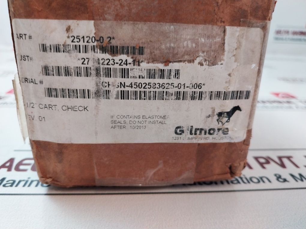 Gilmore 25120-0.2 1-1/2 In Check Valve Cartridge 5000 Psi