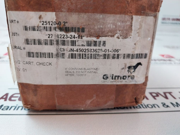 Gilmore 25120-0.2 1-1/2 In Check Valve Cartridge 5000 Psi