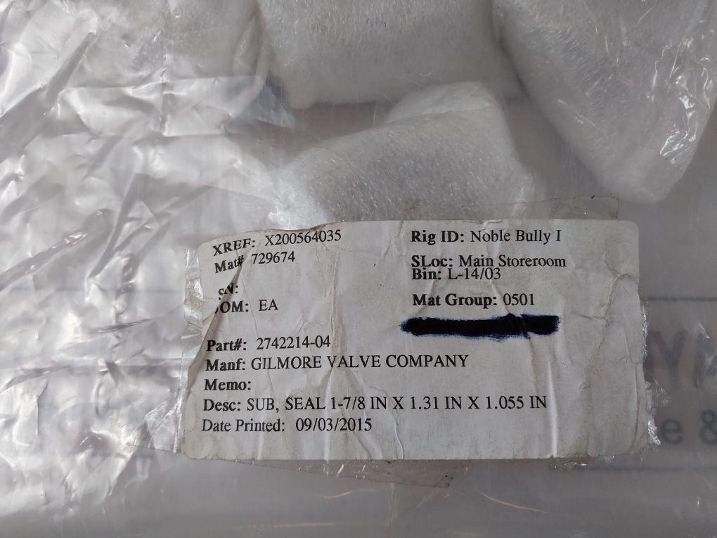 Gilmore 2742214-04 Sub Seal