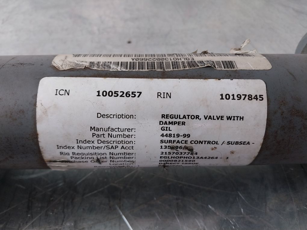 Gilmore Valve 44819-99 Regulator Valve With Damper Rev H