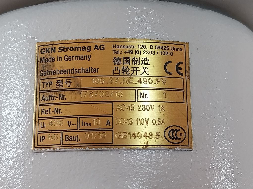 Gkn Stromag 100.37.Ne.490.Fv Gear Limit Switch