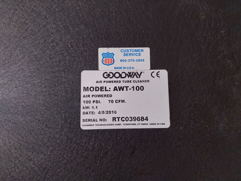Goodway Awt-100 Air Powered Tube Cleaner 3C-30A2-s