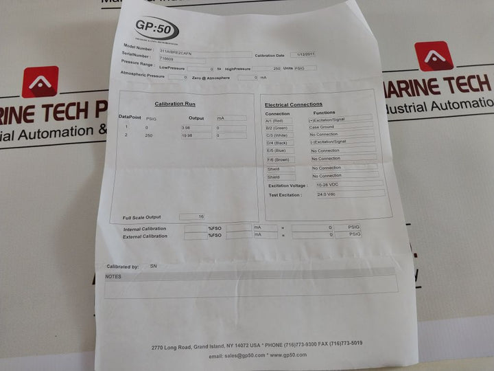 311Aibre2Cafn Pressure Transmitter Gp:50 4-20Ma 250Psi