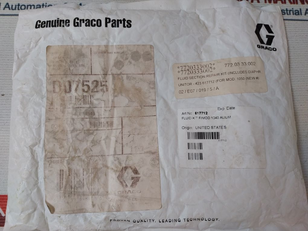 Graco D07525 Fluid Section Repair Kit