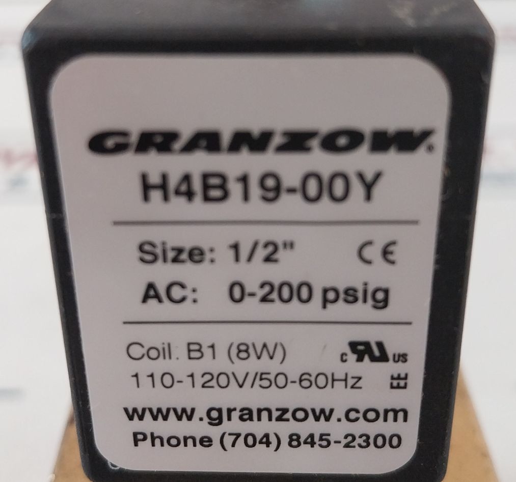 Granzow H4B19-00Y Solenoid Valve 1/2 Inch