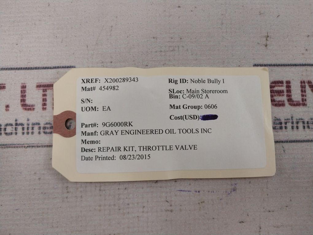 Gray Engineered 9G6000Rk Throttle Valve Repair Kit