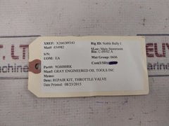 Gray Engineered 9G6000Rk Throttle Valve Repair Kit
