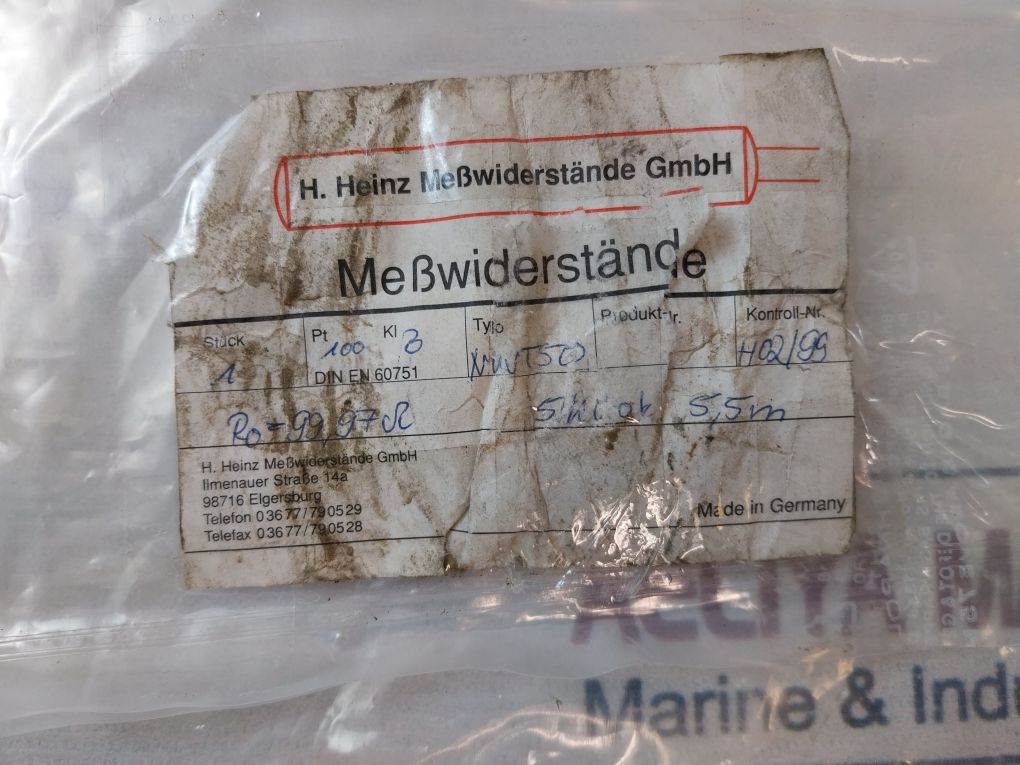 H. Heinz Meßwiderstände Pt 100 Kl 3 Resistors