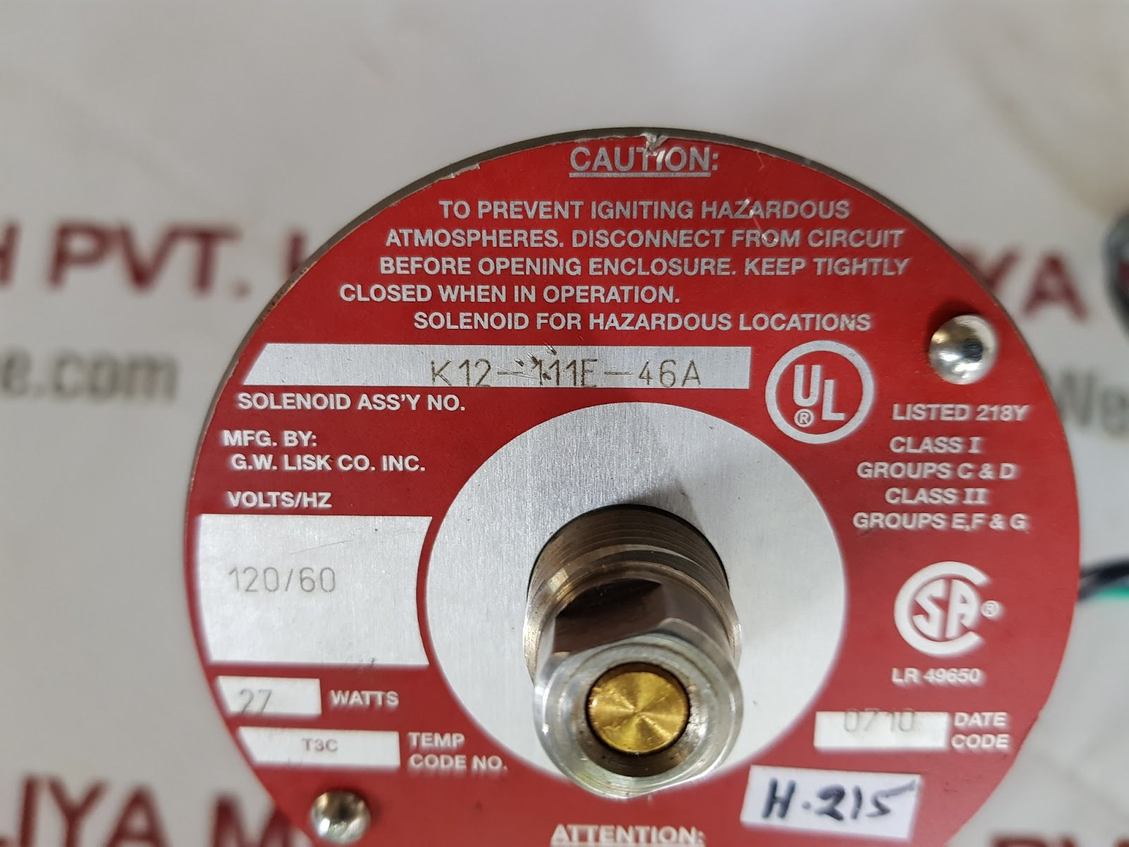 G.w.lisk co k12-111e-46a solenoid valve 120v 60 hz