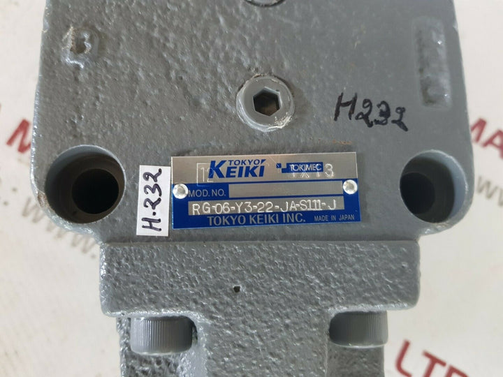 Tokyo keiki rg-06-y3-22-ja-s111-j hydraulic valve