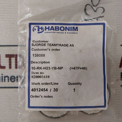 Habonim 10-rk-h23-yb-np Seal Kit For Ball Valve 3/4"-1"