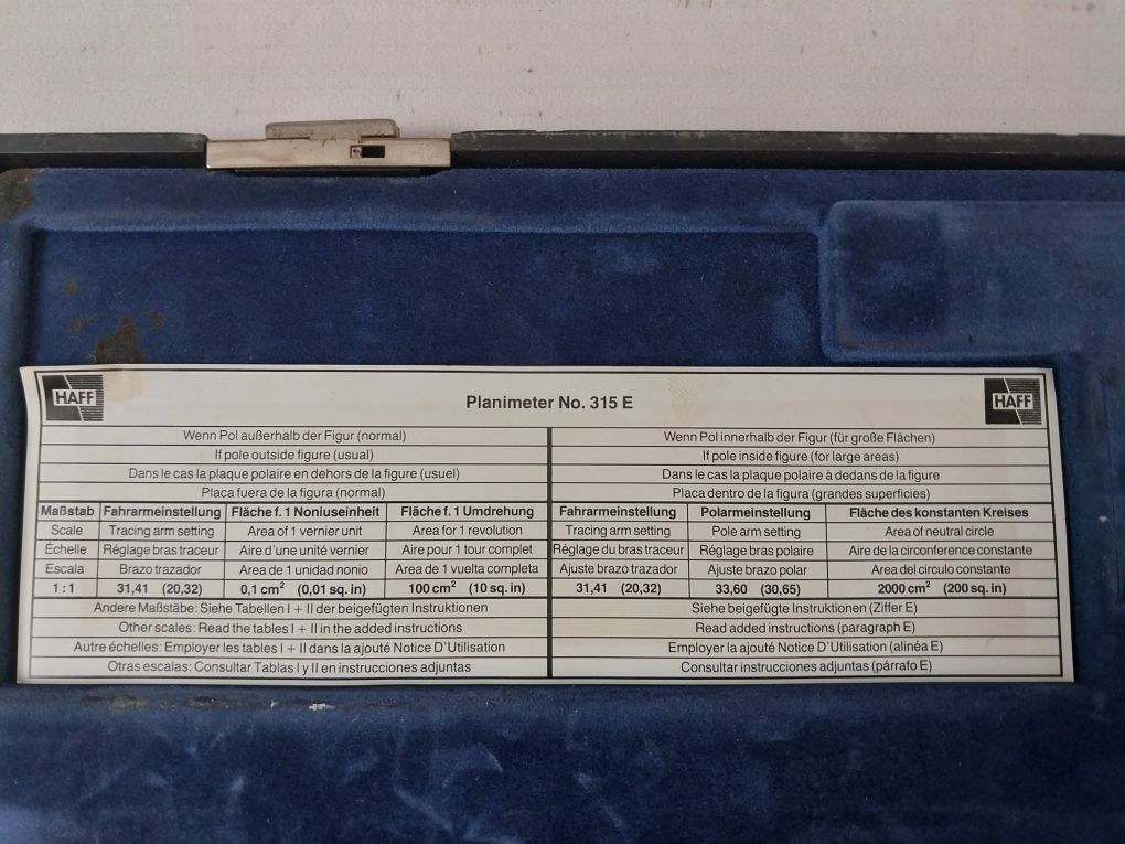 Haff 315 E Planimeter Set