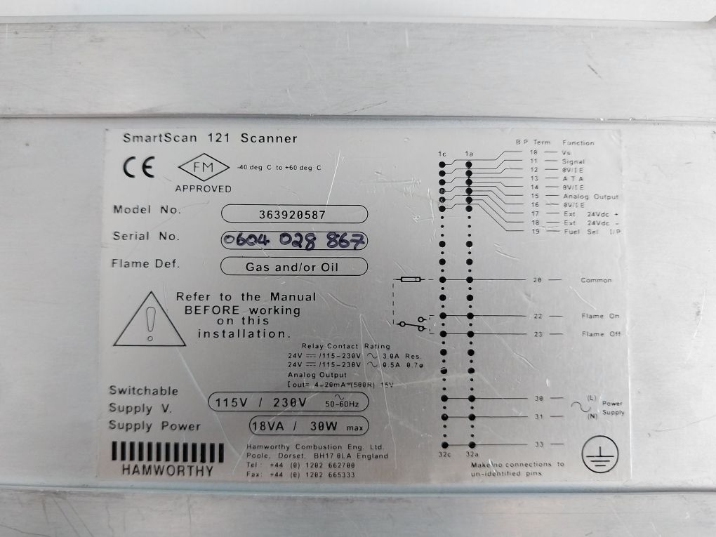 Hamworthy Smartscan 121 Flame Scanner