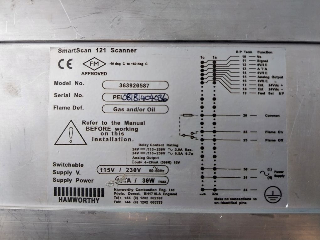Hamworthy Smartscan 121 Flame Scanner 363920587