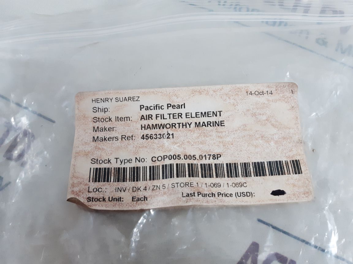 Hamworthy marine air filter air filter element