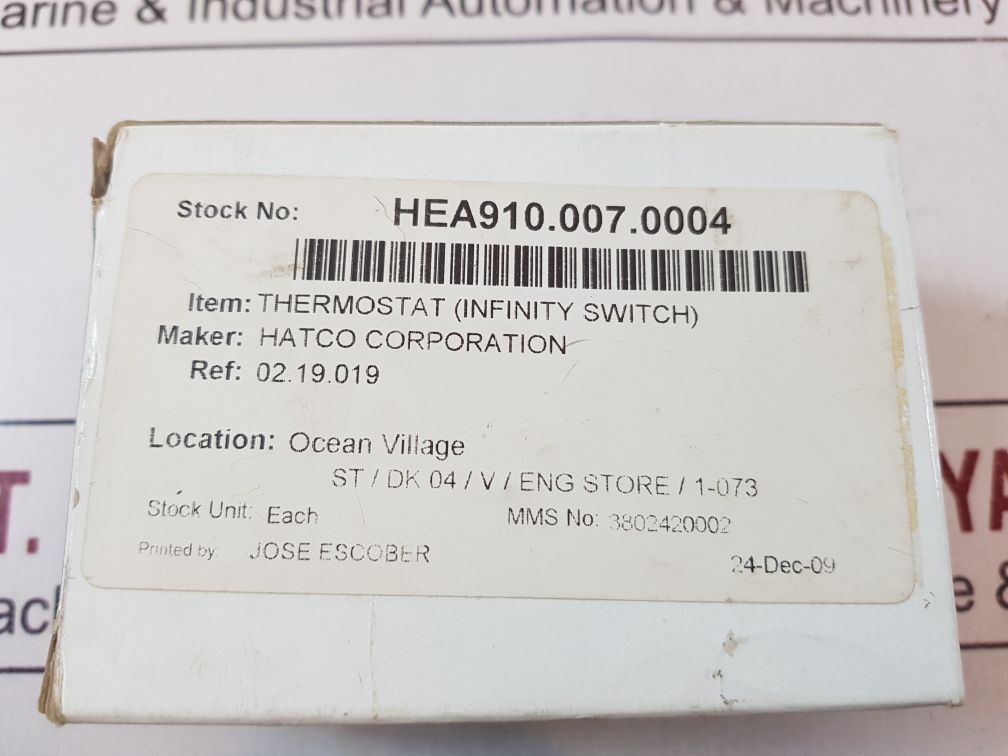 Harper-wyman 6653g0006a thermostat (infinity switch)