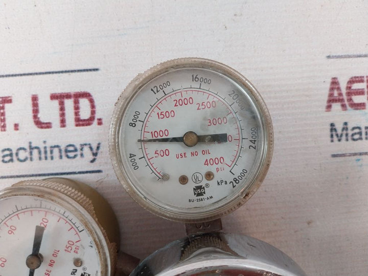 Harris 25-100C Compressed Gas Regulator-650L 0-150 Psi
