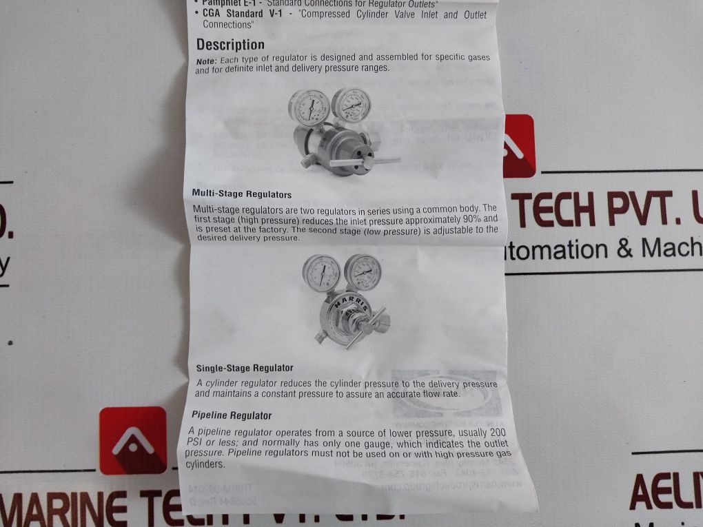 Harris Cga E-4 Pressure Regulators & Flow Meters