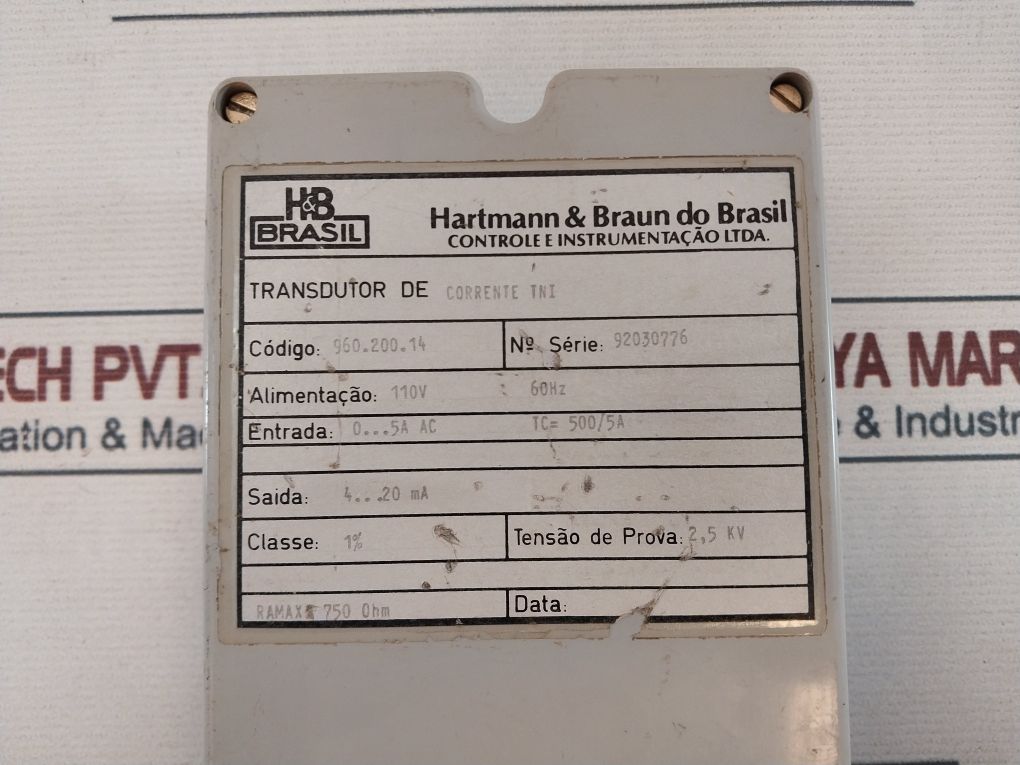 Hartmann & Braun 960.200.14 Current Transducer 110V 60Hz