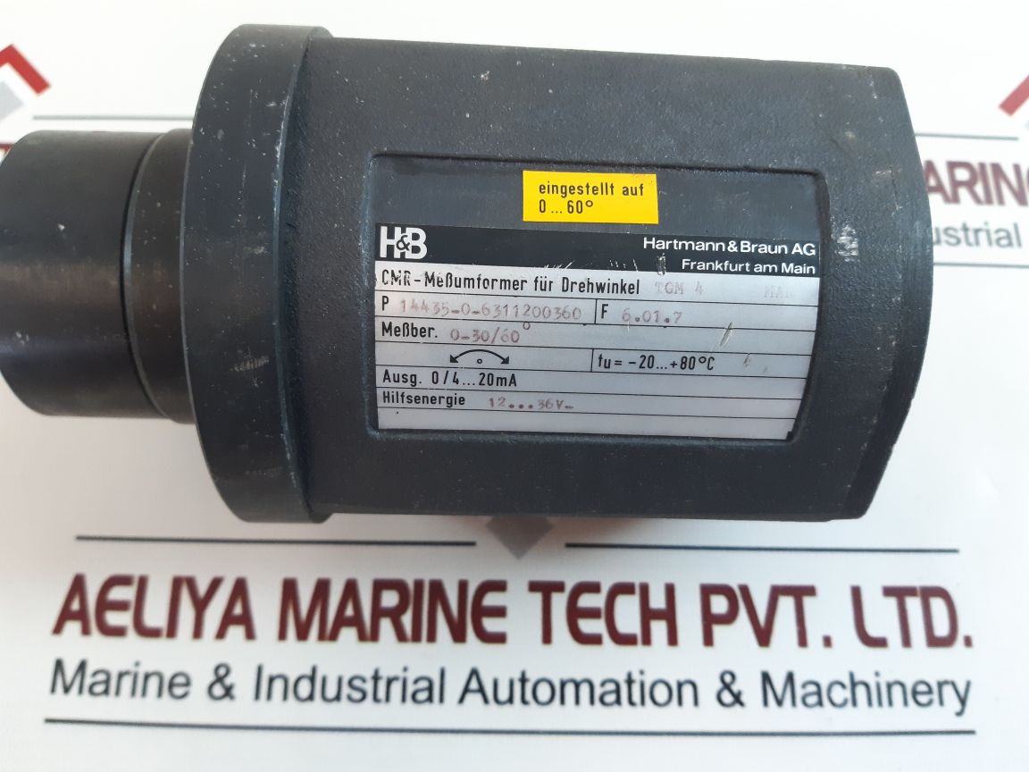 Hartmann & Braun Cmr Transmitter For Angle Of Rotation P14435-0-6311200360
