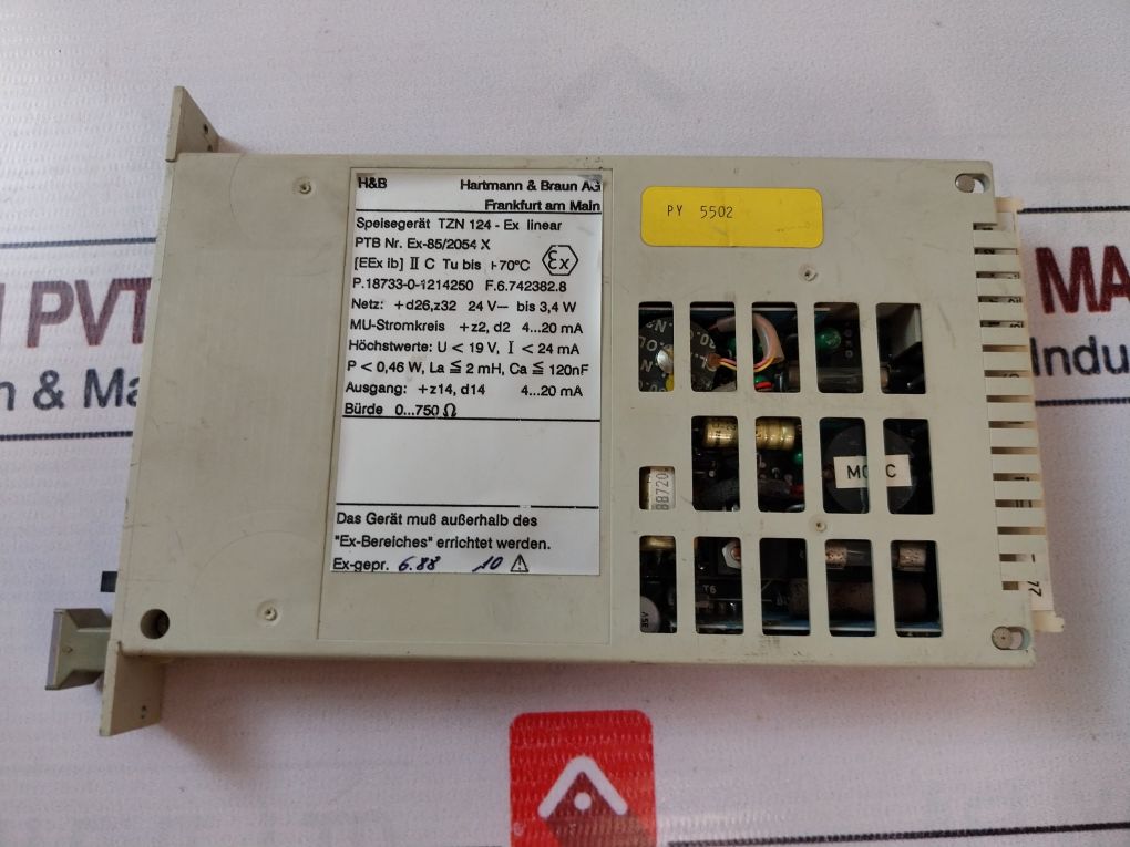 Hartmann & Braun Tzn124-ex Power Supply Unit Ex-85/2054X