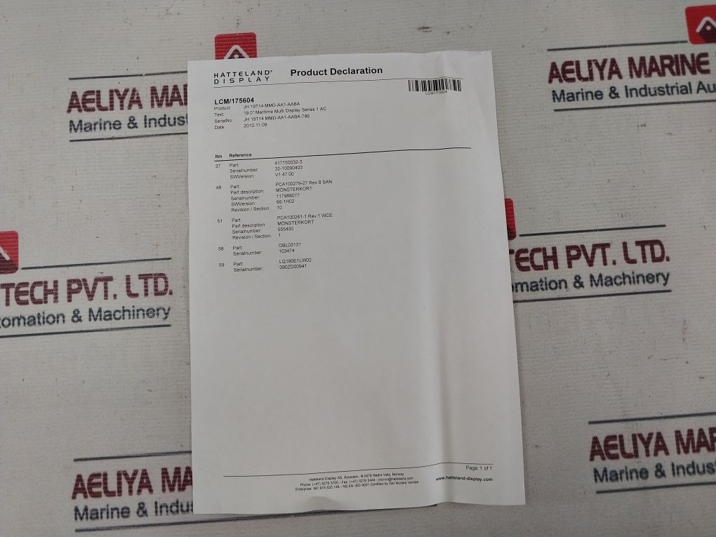 Hatteland Display Jh 19T14 Mmd-aa1-aaba Maritime Multi Display