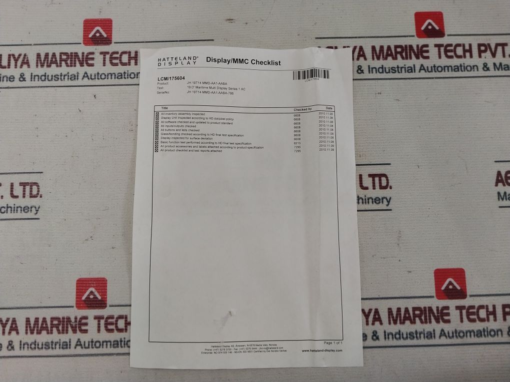 Hatteland Display Jh 19T14 Mmd-aa1-aaba Maritime Multi Display