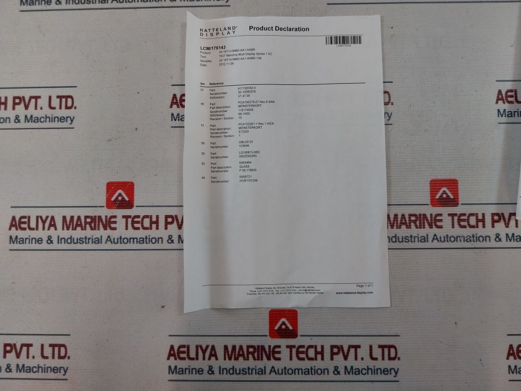 Hatteland Display Jh 19T14 Mmd-aa1-aabr Maritime Multi Display