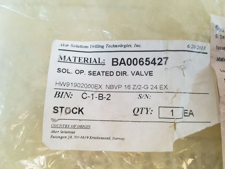 Hawe Hydraulik Nbvp 16 Z2-g 24 Ex Directional Valve 190767 20 With Cable