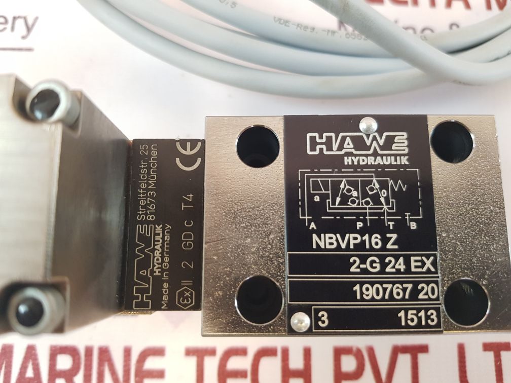 Hawe Hydraulik Nbvp 16 Z2-g 24 Ex Directional Valve 190767 20 With Cable