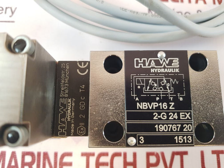 Hawe Hydraulik Nbvp 16 Z2-g 24 Ex Directional Valve 190767 20 With Cable