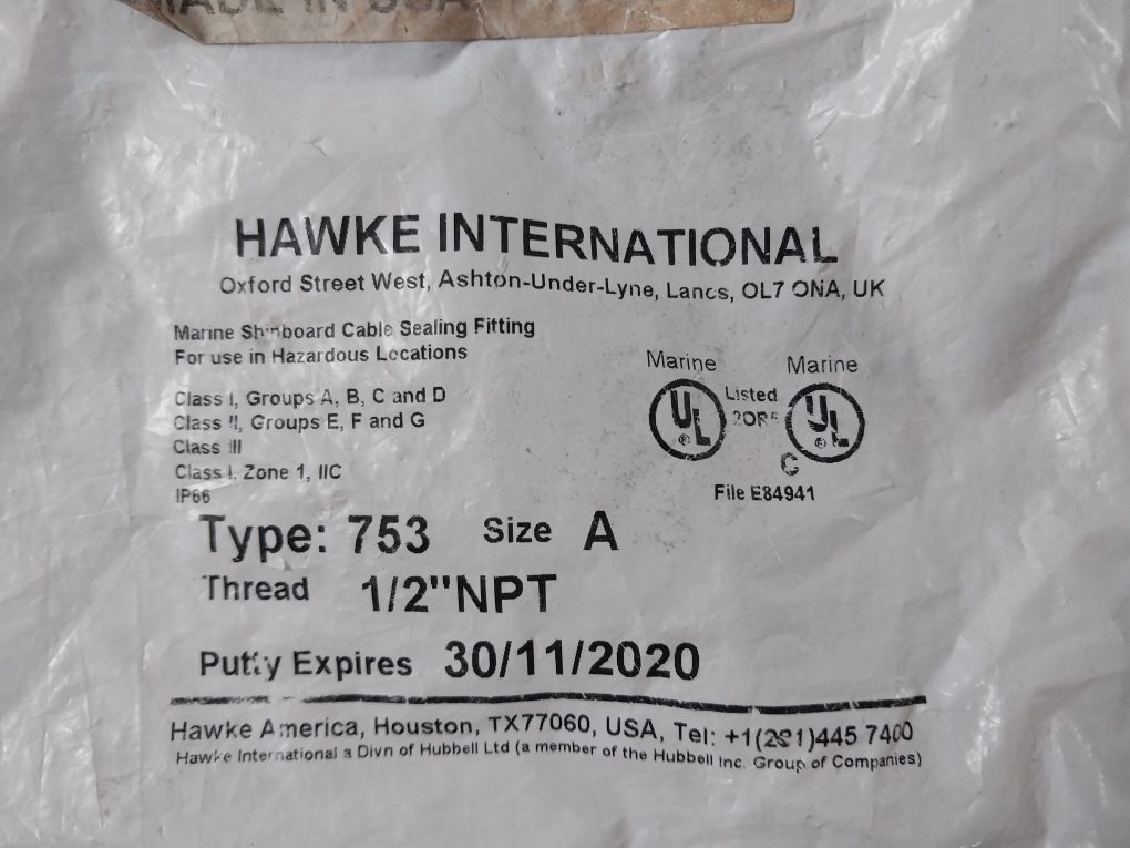 Hawke 753 A 1/2" Npt Cable Gland 753-atex