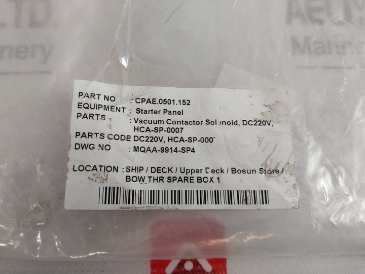 Hca-sp-0007 Dc220V Vacuum Contactor Solenoid Starter Panel