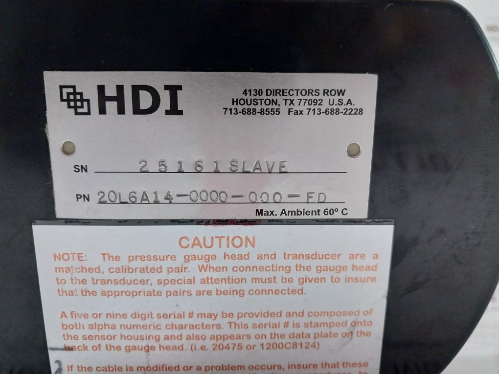 Hdi 20L6A14-0000-000-fd Pressure Gauge Free Shipping