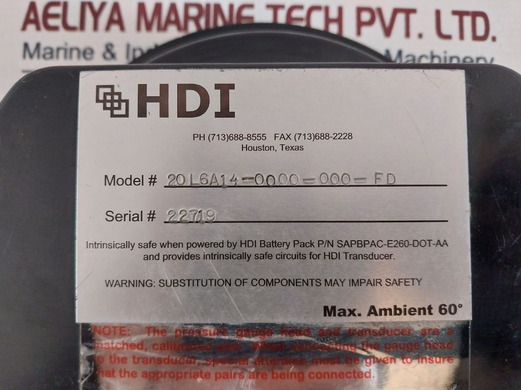 Hdi 20L6A14-0000-000-fd Pressure Gauge 