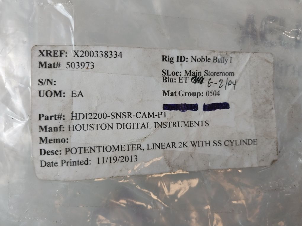 Hdi Hdi2200-snsr-cam-pt Potentiometer Linear 2K With Ss Cylinder Ms3106E14S-7P